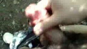 Getting boner in the woods and beating my stiff dick