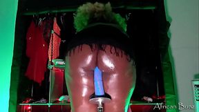 Perfect Chocolate Booty riding 10 inch Dildo Fuck Machine