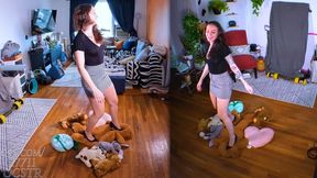 Lee Von Lux Heels Trampling on the Plushies - Above and Left Views 4K