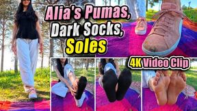 4K Clip | Alia’s Favorite Worn Puma Sneakers – Dark Socks, Warm Soles, Painted Toenails & Close-Up Park Video