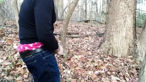 I bust a nut in the woods. I was horny so I pulled out my dick got hard and jerked off.