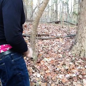 I bust a nut in the woods. I was horny so I pulled out my dick got hard and jerked off.