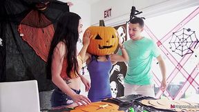 Stepmom's Pumpkin Head Gets Stuffed with Stepson's Massive Meat!