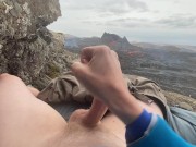 DOUBLE ERUPTION!! Jacking off while watching a volcano in Iceland erupt