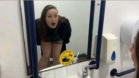 Shady CEO receives impromptu cocksucking in men's restroom stall