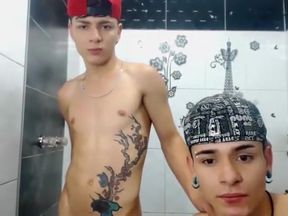 2 Smooth Cute Boys Tatoued Wank And Suck In The Shower