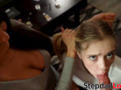 Latina Eliza Ibarra shares stepdaddy cum with teen facial