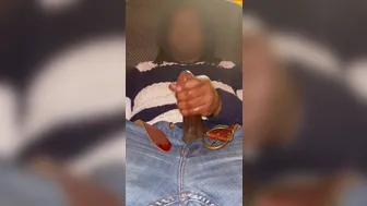 Black amateur strokes his big cock to a messy solo cumshot