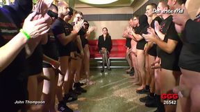 Glasses Slut Gets Gangbanged and Covered in Cum at Ggg