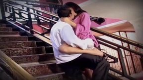 Brunette Babe Stretched Wide in Staircase Hardcore Pounding