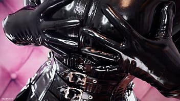 FREE video: latex teasing video - Mistress in rubber - natural tits and shiny catsuit - strap-on tease (Arya Grander)