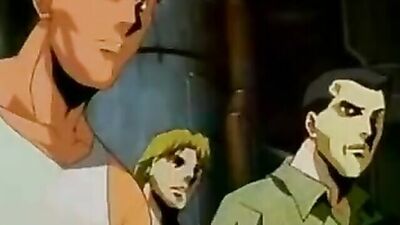 Blonde Anime Hottie Convulses with Two Hard Dicks