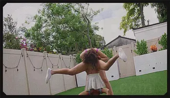 Lesbian Cartwheel Tease: Leana Lovings & Bianca Bangs