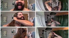 Combo Video Long Hair Big Mouth Morning Shower Routine 4K