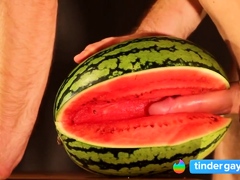 water melon cum - fucking a melon and cumming