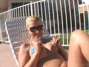Blonde Hottie Is Getting a Tan When a Black Stud Walks up and They Fuck Each Other