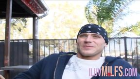 Tanned big tits milf fucked in her pierced shaved pussy