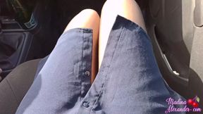 Teen Fingering Through Hole in Pantyhose and Sex in the Car