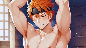 A naughty 22-year-old redhead was gang-fucked by several strange men. They all came inside his pink ass.