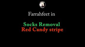 Socks Removal Red Candy stripe