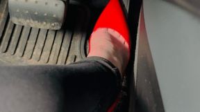 Trixie Love Pedal Pumping in Hot Red Stilettos l