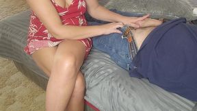 my 19 year old stepsister lost a bet and had to jerk me off