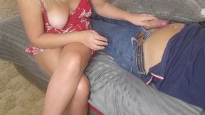 my 19 year old stepsister lost a bet and had to jerk me off