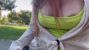 Italian Big Tits Milf Artemisia Love Strolling outdoor in public big boobs close up sesh