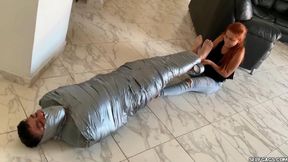 Chubby Jogger Boy Followed Home By A Crazy Duct-Tape Loving Latina Bitch! (Episode 1 of 2)