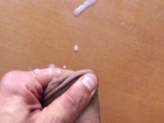 Quick cum and rubbing balls on friend´s table at college dorm