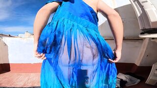 Sissy princess in sheer sundress exercises her sexy weenie and backside and brink [4K 240 FPS