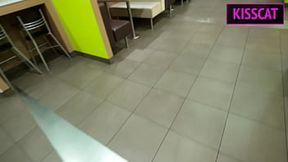 Stepson pleases stepmom with mouth in Mc toilet for her coffee boost