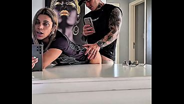 Intense fucking in front of the mirror ends with jets of semen and squirt at the end.