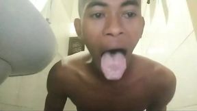 Black teen with massive cock takes a shower part II