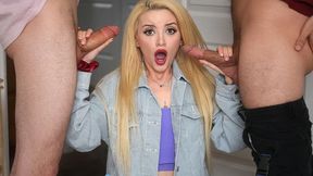 Teen slut Fae gets punished by two boyfriends' cocks in her arse
