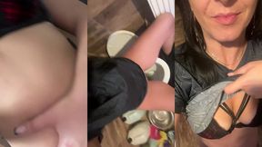 beautiful milfycalla with hungry pussy pee in the toilet, pissing close up