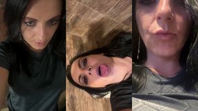 beautiful milfycalla with hungry pussy pee in the toilet, pissing close up