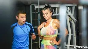 Damn that trainer really knows how to push his divorced client past her fucking limits