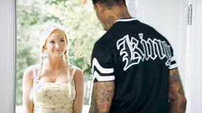 ”Blonde high class delivery babe screwed by a big black cock”