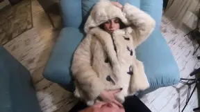 Furious Facial Intercourse While Worn Out in White Faux Fur Coat and Ugliest Boots