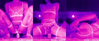 Chastity Femboy Mylene's Ass Gaped Raw on Giant Dildo Bounce Craves Cocks