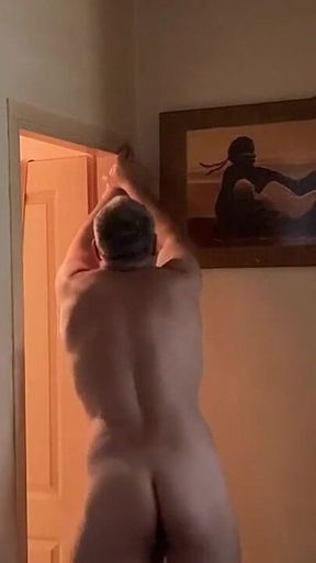 Working Out After Playing with My Cock