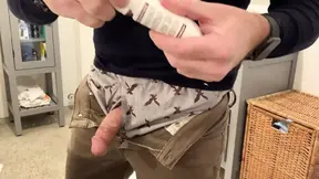 Never published, a verbal  jerk-off, test new lube and Tenga Egg, boxers, cumshot, tight jeans, edging with pre-cum.