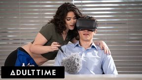 ADULT TIME - Victoria Voxxx Catches Coworker Jerking Off AT WORK And Masturbates With Him!