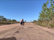 Viewer request: See me undressing. I chose a public road to undress, walk down the road and jack off