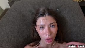 Anna R's sultry brunette POV allure captivates with raw, deep intensity