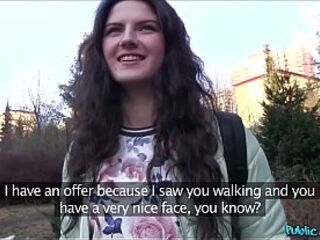 Cute Italian in hot pants banging a large schlong - Public Agent