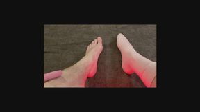POV Feet Reveal and Lotion Session - Pink Gloves and Anon - Young Male
