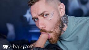 VRB Gay: Sexy Tattoo Artist Sucks and Rides You Bareback as His Client in HD Porn