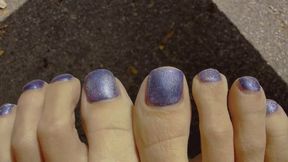 Toenail Fetish Upclose POV Purple Sparkling Toes - Bratty Tickles 1080
